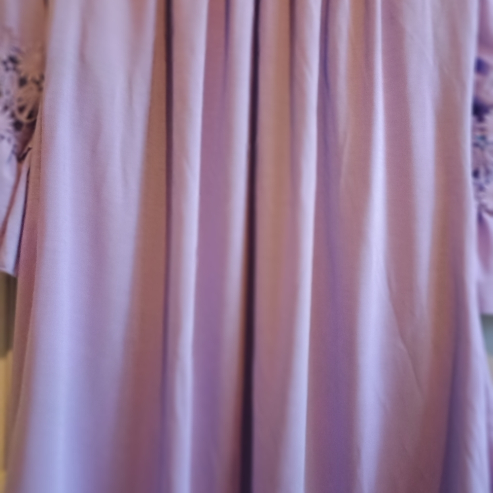 Lavender Off‎ Shoulder Tunic Dress Embroidered Bell Sleeves Boho Flowy Plus 1X - Picture 11 of 12